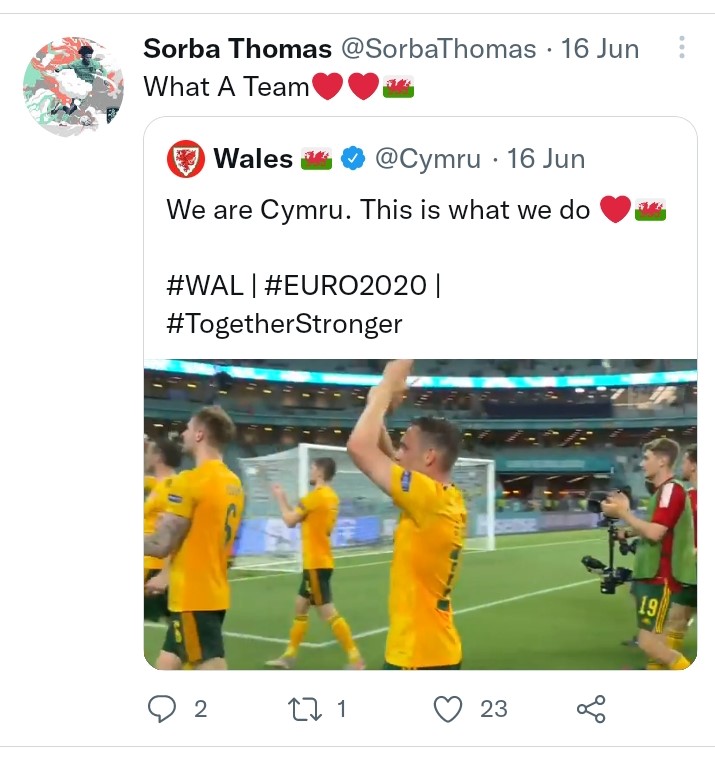 Sorba Thomas tweet about Wales